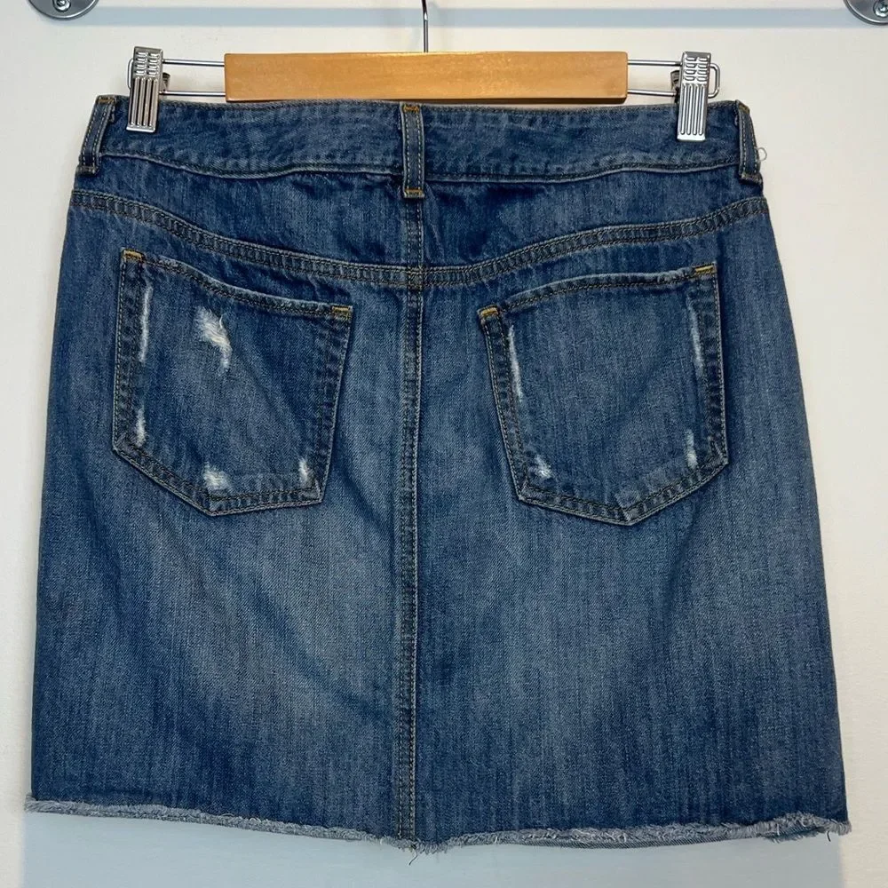 Tommy Hilfiger Distressed Denim Mini Skirt coastal SZ 6